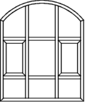 Stichbogenfenster Typ V62 - Blendrahmen verschweißt 2 x Flügel mit Glasleiste 2 x Pfosten eingeschraubt 6 x Kämpfer eingeschraubt 3 x Glasleiste im Bogenbereich fertig eingepasst 4 x Glasleiste eckig